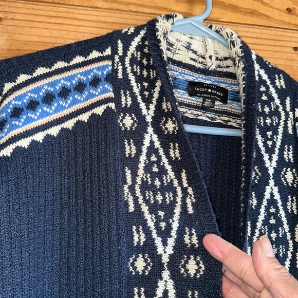 Lucky Brand Cardigan Sweater Geometric Tribal Pattern - Picture 2 of 12